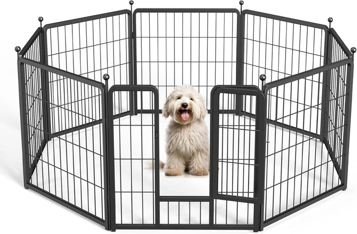 Dog Playpen Outdoor, Portable Dog Playpen for Yard, Travel, Camping, 24 Inch 8 Panels Heavy Duty Dog Pen for Puppies/Small Dogs, Black