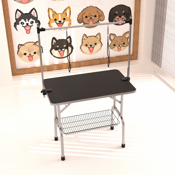 36' Professional Dog Pet Grooming Table Adjustable Heavy Duty Portable w/Arm & Noose & Mesh Tray