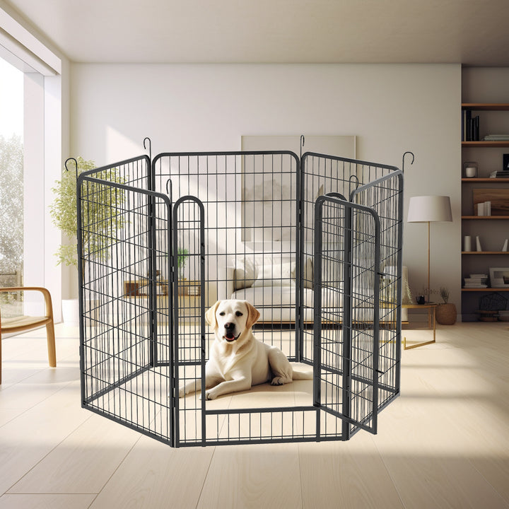 6 Panels Heavy Duty Metal Playpen with door,39.37'H Dog Fence Pet Exercise Pen for Outdoor, Indoor