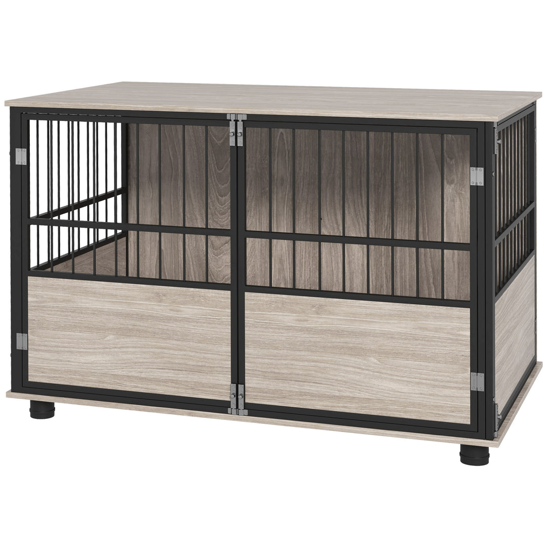 39.5' Dog Crate Furniture End Table, Wooden Dog Kennel Indoor Pet House with 3 Doors, for Small to Large Dogs