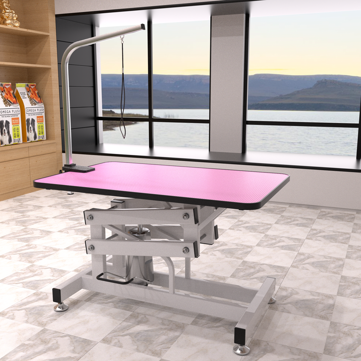 42.5INCH HYDRAULIC PET GROOMING TABLE PINK COLOR