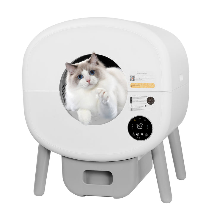 Automatic Smart Cat Litter Box, Large Capacity Self-Cleaning Litter Box with Infrared/Gravity/Ambient Light Function(Model B)