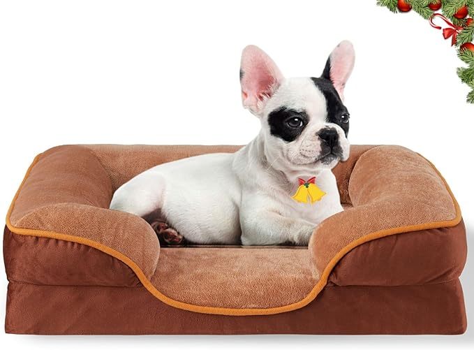 28'' Orthopedic Dog Bed for Medium Dog, Memory Foam Dog Bed, Egg-Crate Foam Dog Couch Bed with Washable Removable Cover, Brown