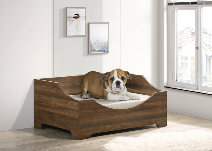 Gibson 36' Brown Alder Wood Finish 36' Wide Modern Comfy Pet Bed with Cushion