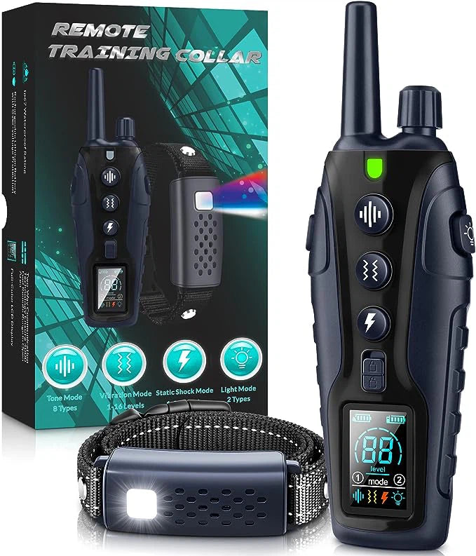 TK Hot Trend 4000FT Dog Training Collar With Remote Adjustable Beep Vibration IP67 Waterproof With Flashing Light For Night Walks