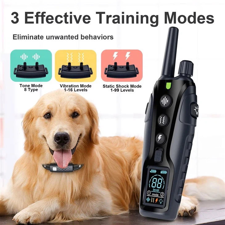 TK Hot Trend 4000FT Dog Training Collar With Remote Adjustable Beep Vibration IP67 Waterproof With Flashing Light For Night Walks